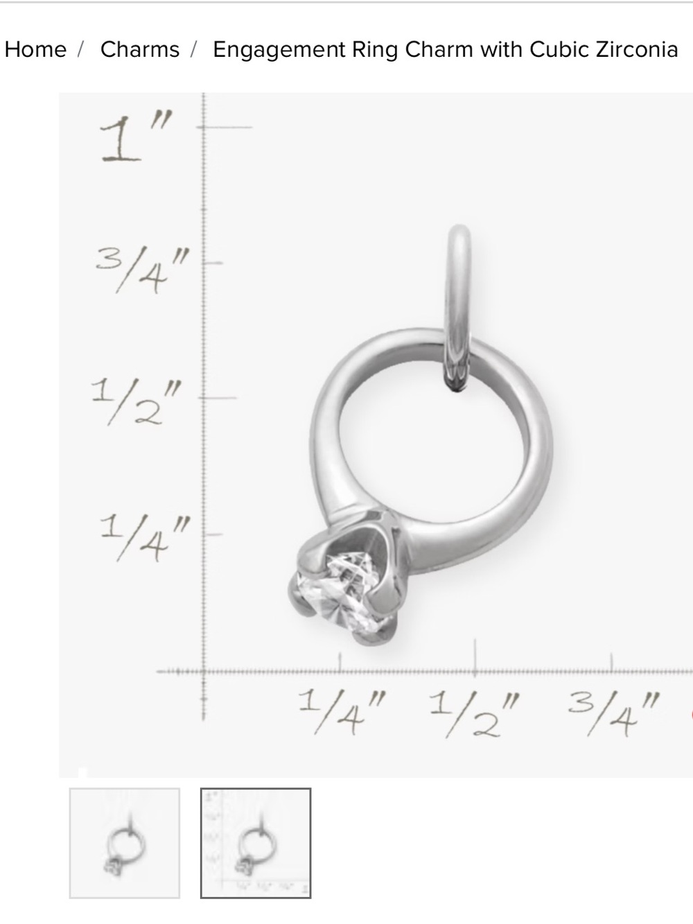 Engagement Ring Charm with Cubic Zirconia